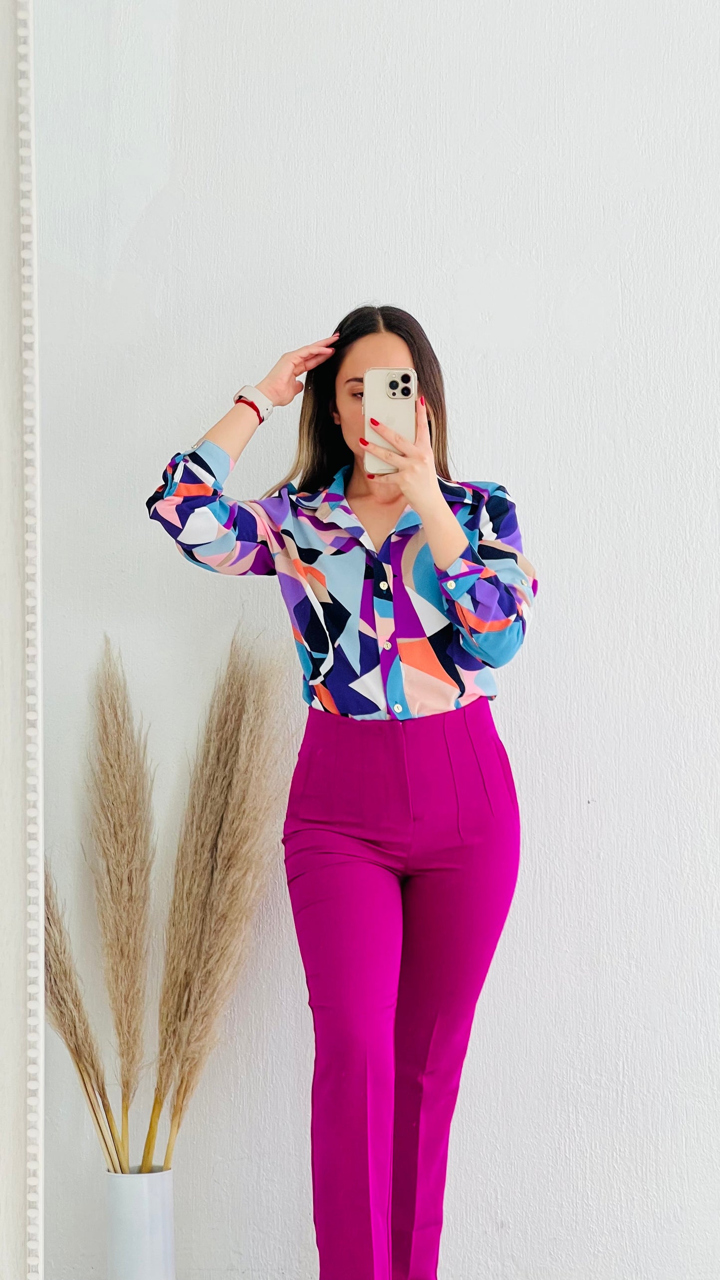 Pantalon pinzas bugambilia