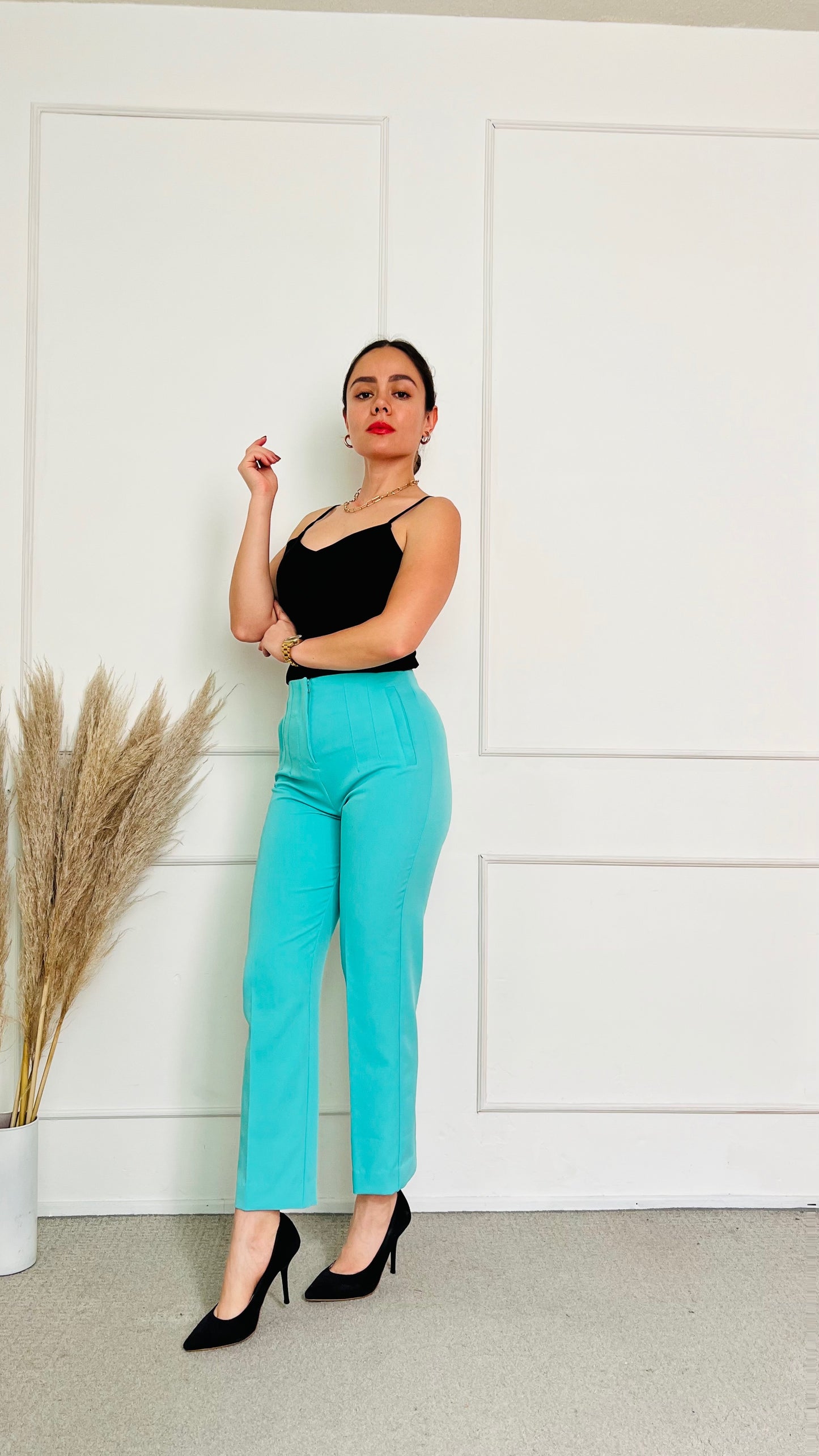 Pantalon pinzas aqua