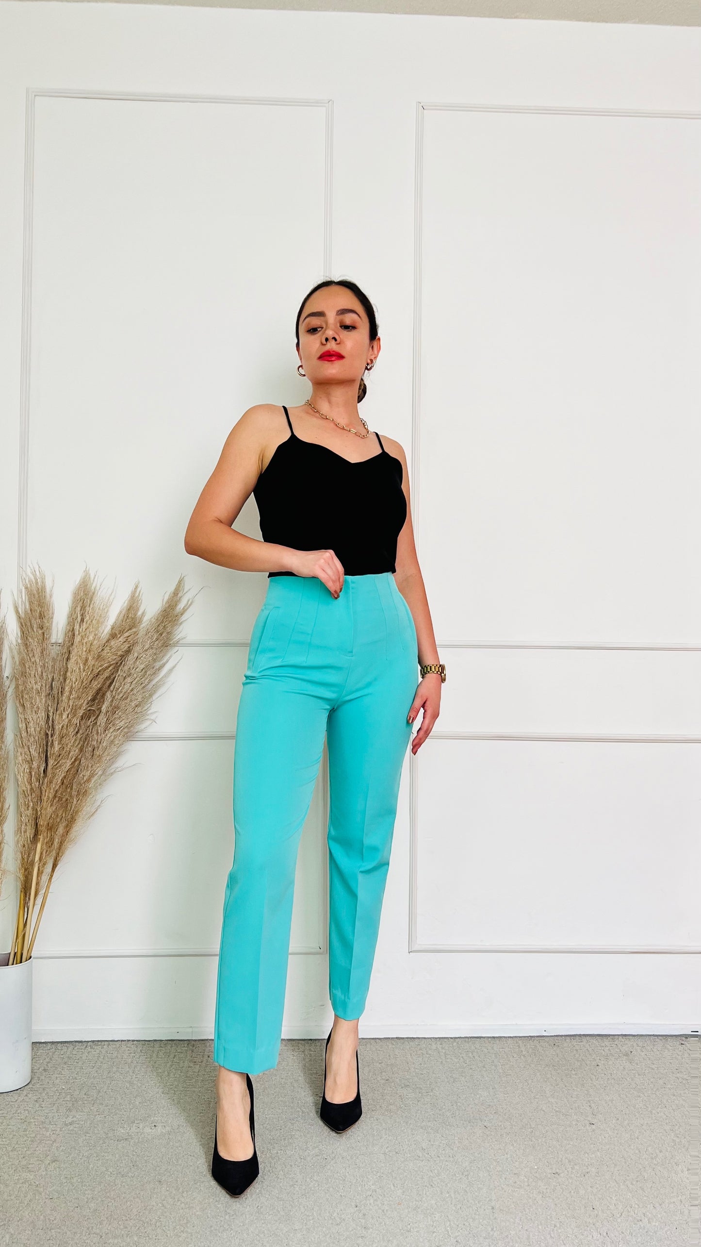 Pantalon pinzas aqua