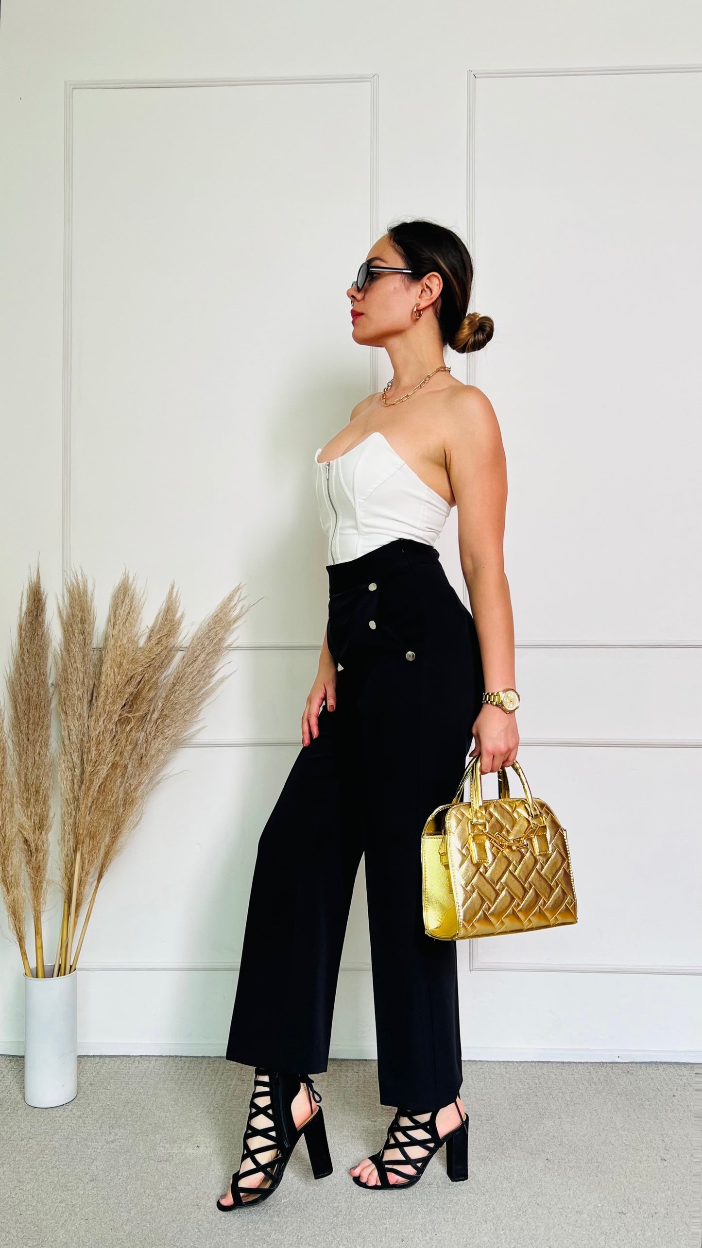 Pantalon botones negro