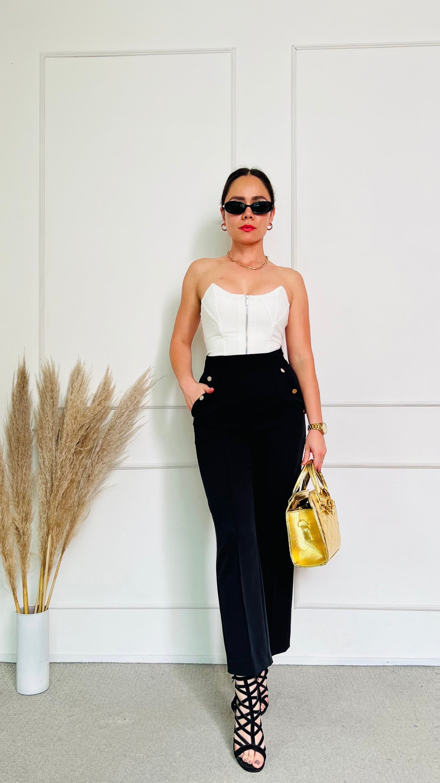 Pantalon botones negro