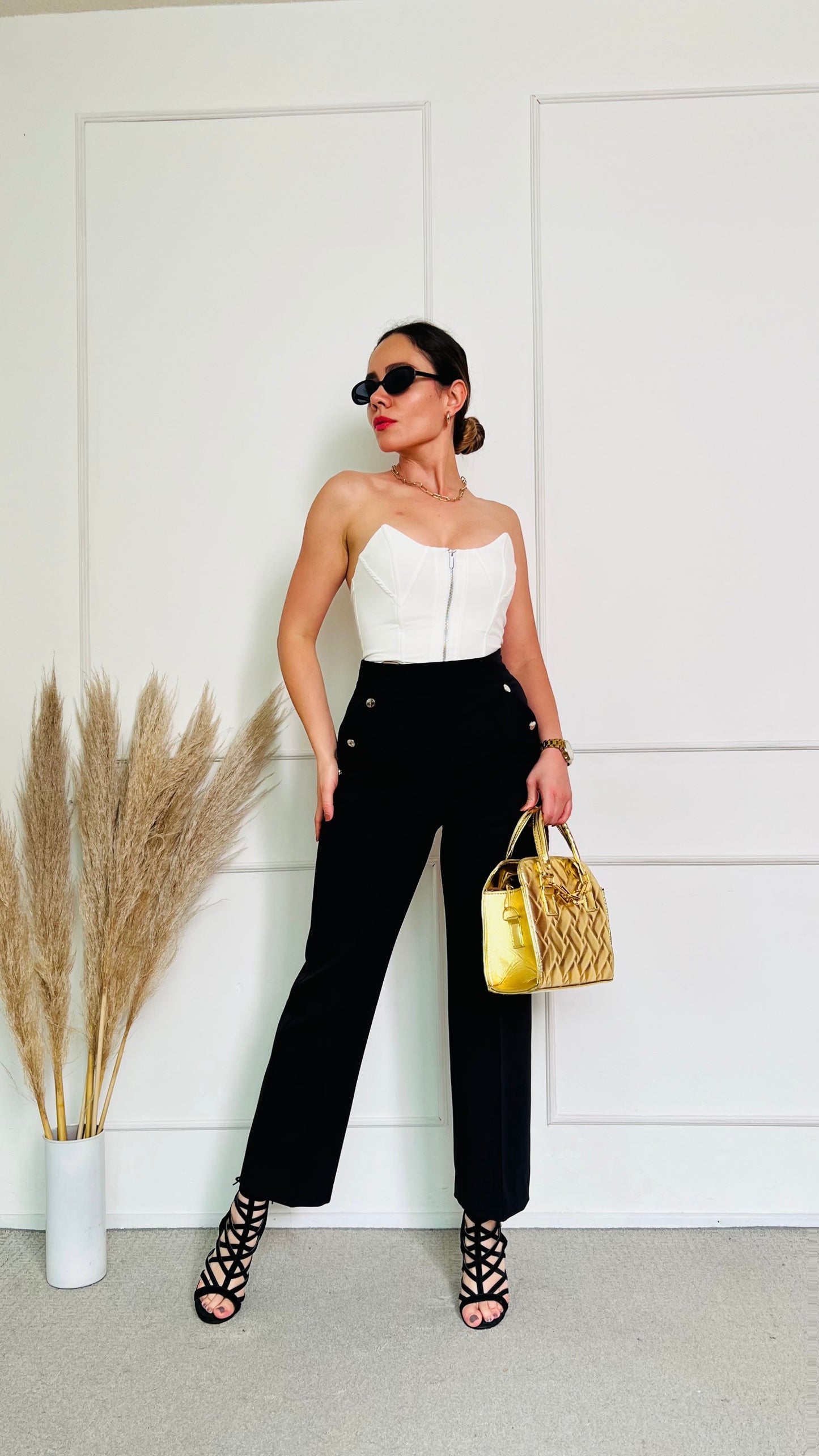 Pantalon botones negro