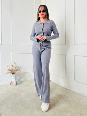 Conjunto sueter botones gris