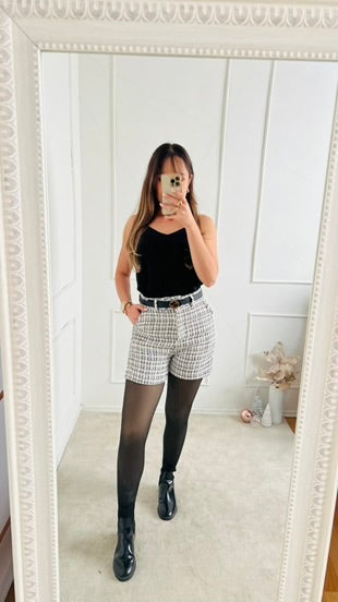 Short jaspeado blanco