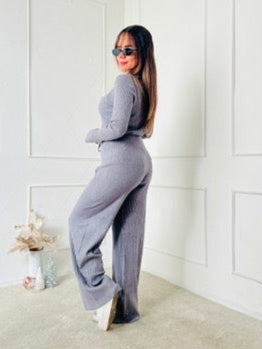 Conjunto sueter botones gris