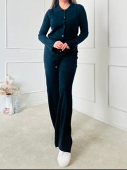 Conjunto sueter botones negro