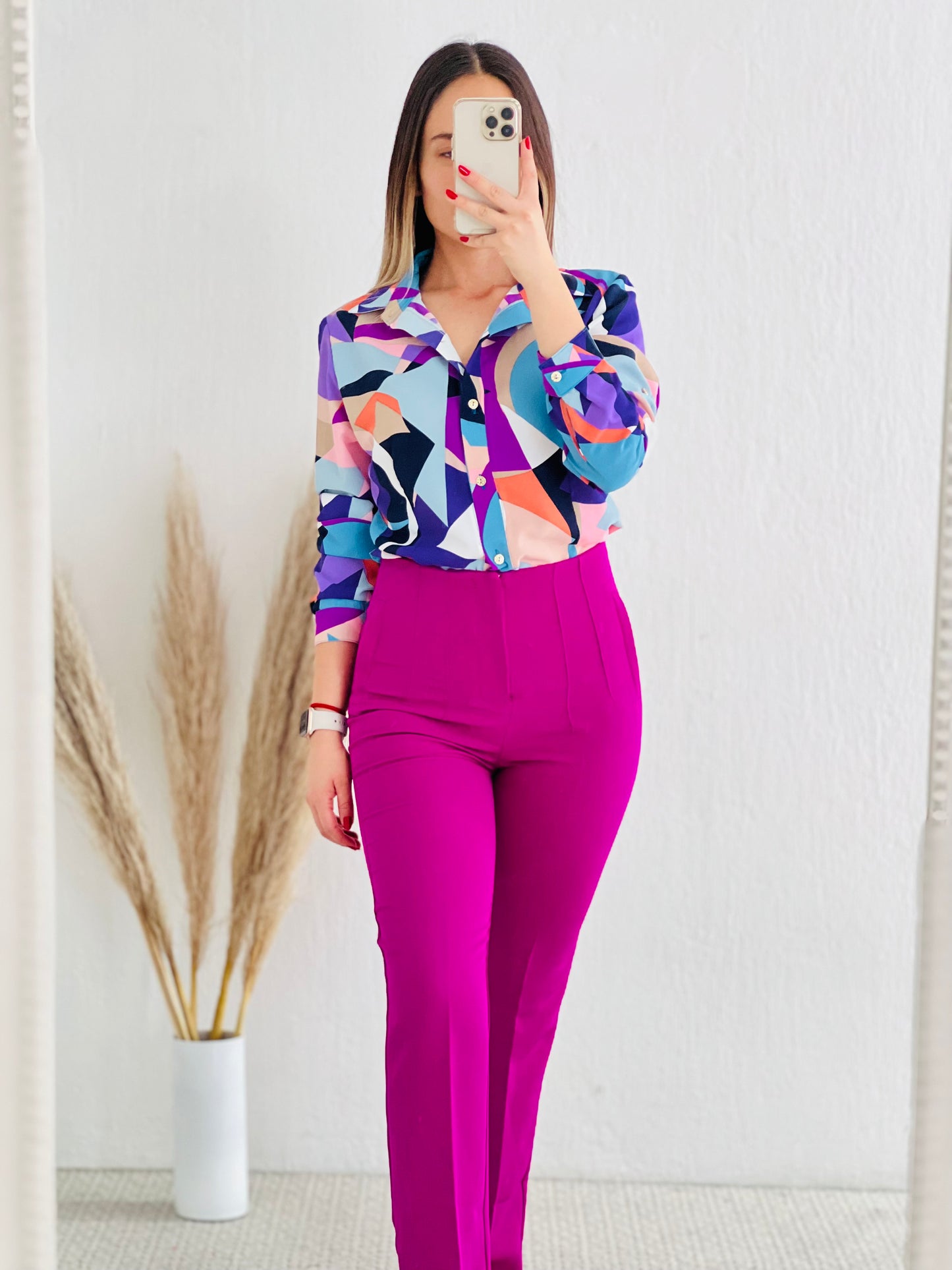 Pantalon pinzas bugambilia