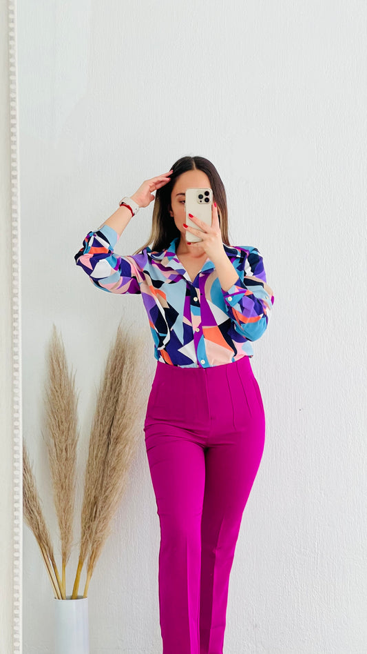 Pantalon pinzas bugambilia