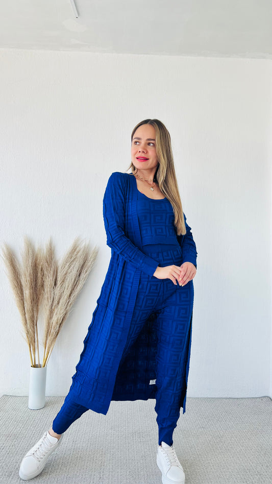 Conjunto 3 piezas grecas azul rey