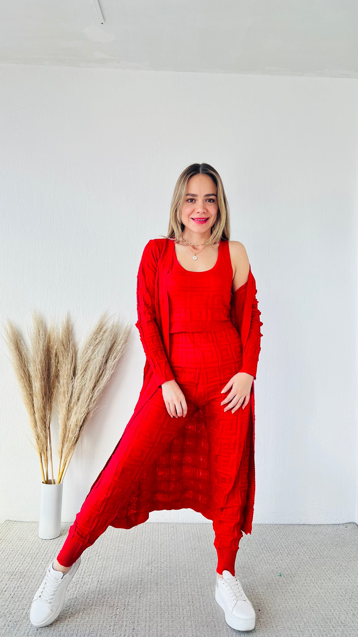 Conjunto 3 piezas grecas rojo