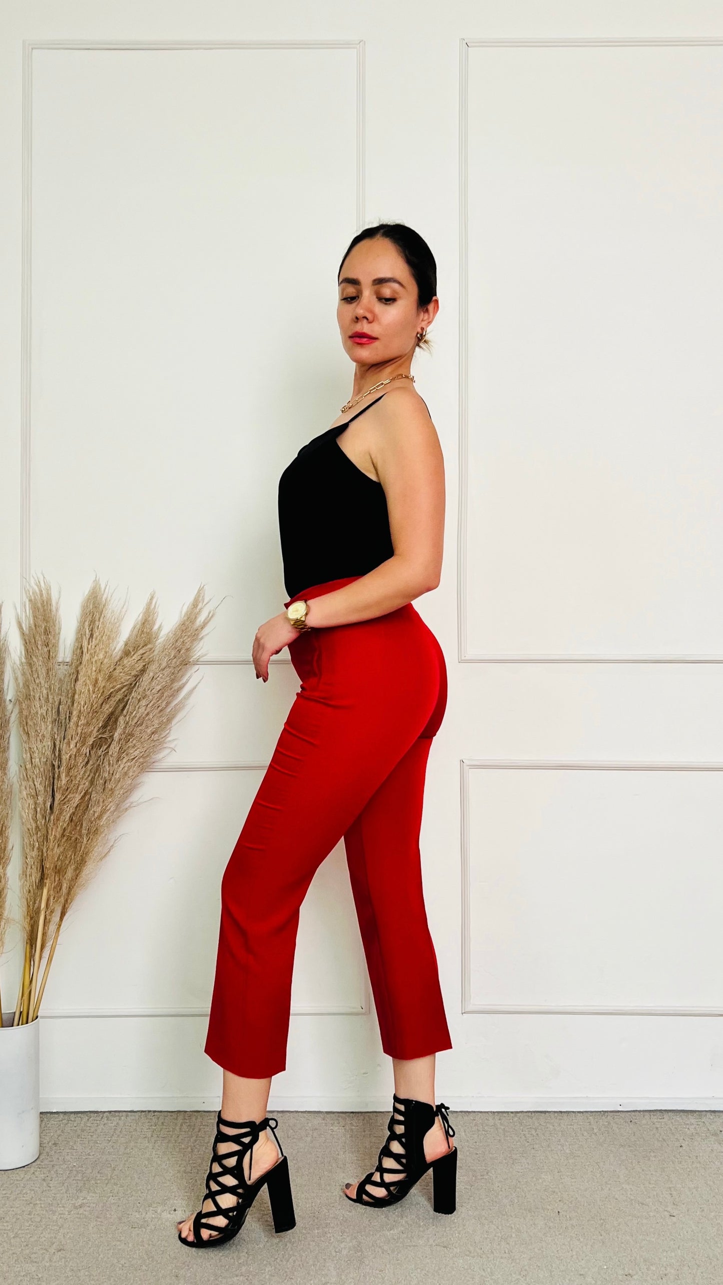 Pantalon pinzas rojo
