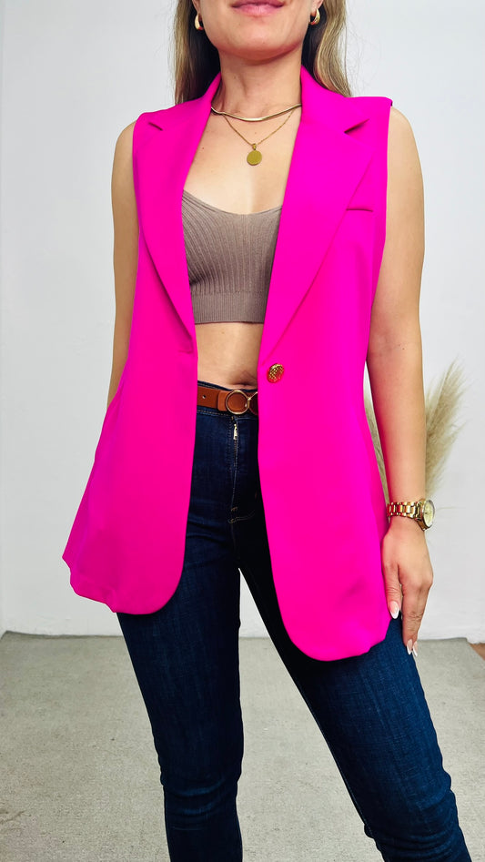 Chaleco botón Fucsia