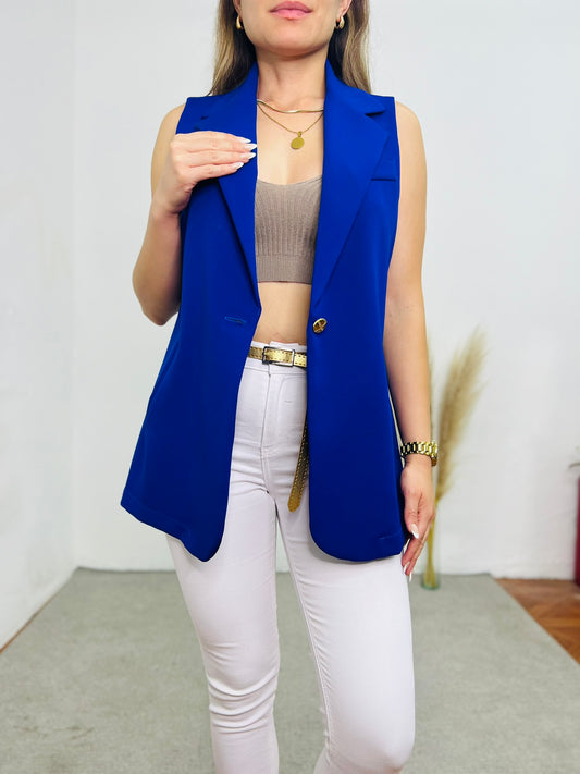 Chaleco botón azul rey